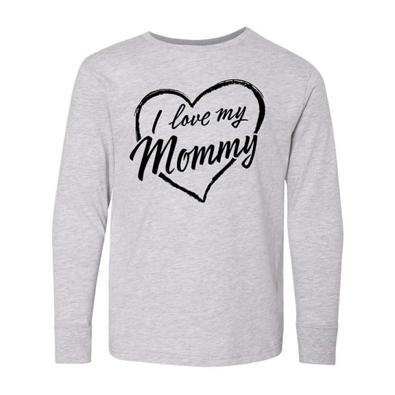 Inktastic I Love My Mommy in Black Chalk Heart Long Sleeve Youth T-Shirt