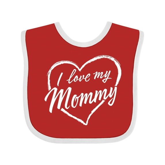 Inktastic I Love My Mommy in White Chalk Heart Boys or Girls Baby Bib