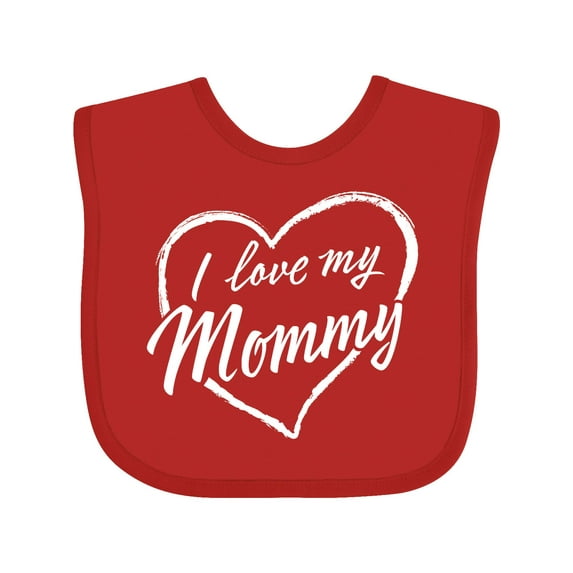 Inktastic I Love My Mommy in White Chalk Heart Boys or Girls Baby Bib