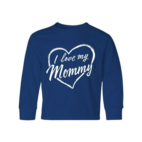 Inktastic I Love My Mommy in White Chalk Heart Long Sleeve Youth T-Shirt
