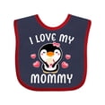 thumbnail image 1 of Inktastic I Love My Mommy with Cute Penguin and Hearts Girls Baby Bib, 1 of 4