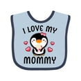 thumbnail image 1 of Inktastic I Love My Mommy with Cute Penguin and Hearts Girls Baby Bib, 1 of 4