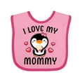thumbnail image 1 of Inktastic I Love My Mommy with Cute Penguin and Hearts Girls Baby Bib, 1 of 4