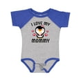 thumbnail image 1 of Inktastic I Love My Mommy with Cute Penguin and Hearts Girls Baby Bodysuit, 1 of 5