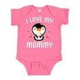thumbnail image 1 of Inktastic I Love My Mommy with Cute Penguin and Hearts Girls Baby Bodysuit, 1 of 5