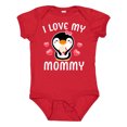 thumbnail image 1 of Inktastic I Love My Mommy with Cute Penguin and Hearts Girls Baby Bodysuit, 1 of 5