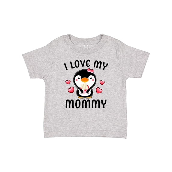 Inktastic I Love My Mommy with Cute Penguin and Hearts Girls Baby T-Shirt