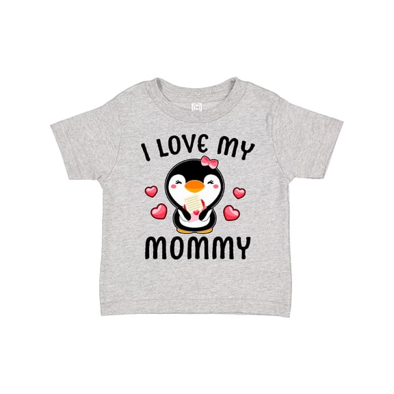 Inktastic I Love My Mommy with Cute Penguin and Hearts Girls Toddler T-Shirt