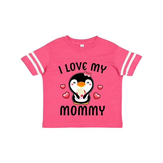 Inktastic I Love My Mommy with Cute Penguin and Hearts Girls Toddler T-Shirt