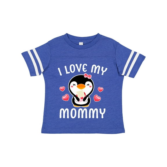 Inktastic I Love My Mommy with Cute Penguin and Hearts Girls Toddler T-Shirt