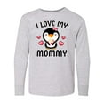 thumbnail image 1 of Inktastic I Love My Mommy with Cute Penguin and Hearts Long Sleeve Youth T-Shirt, 1 of 5