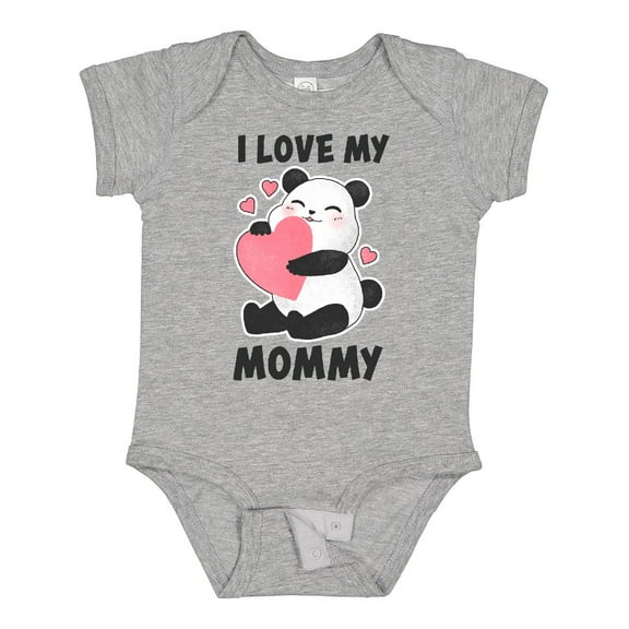 Inktastic I Love My Mommy with Panda Illustration Boys or Girls Baby Bodysuit