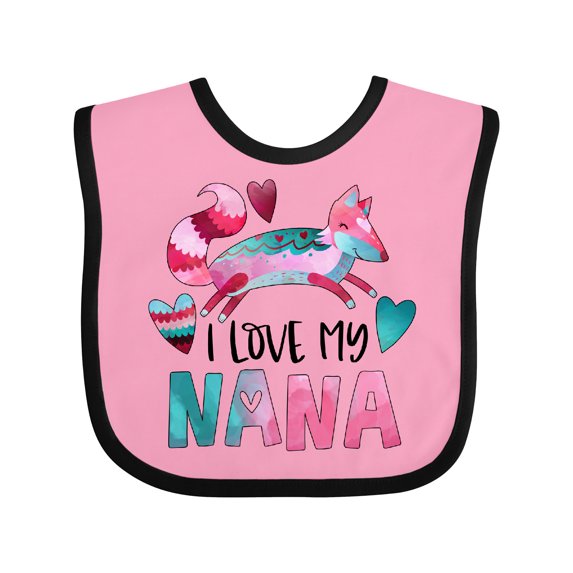 Inktastic I Love My Nana Pink and Blue Fox with Hearts Boys or Girls Baby Bib