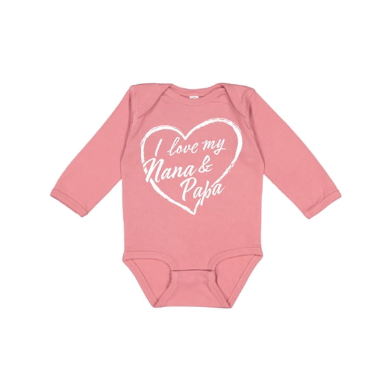 Inktastic I Love My Nana and Papa in White Chalk Heart Boys or Girls Long Sleeve Baby Bodysuit