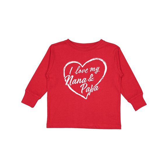 Inktastic I Love My Nana and Papa in White Chalk Heart Boys or Girls Long Sleeve Toddler T-Shirt