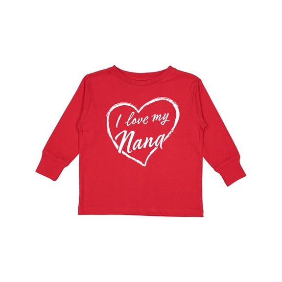 Inktastic I Love My Nana in White Chalk Heart Boys or Girls Long Sleeve Toddler T-Shirt