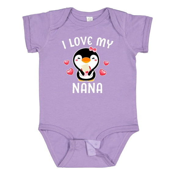 Inktastic I Love My Nana with Cute Penguin and Hearts Girls Baby Bodysuit