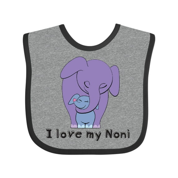 Inktastic I Love My Noni Elephant Purple Blue Boys Baby Bib