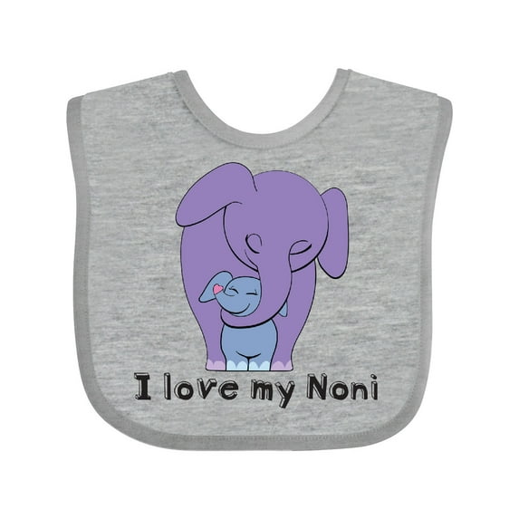 Inktastic I Love My Noni Elephant Purple Blue Boys Baby Bib