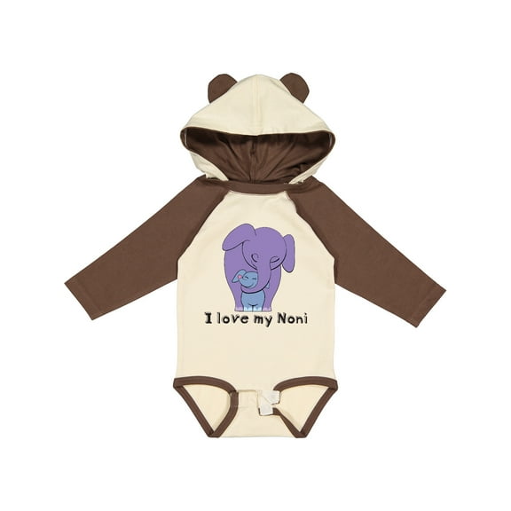 Inktastic I Love My Noni Elephant Purple Blue Boys Long Sleeve Baby Bodysuit