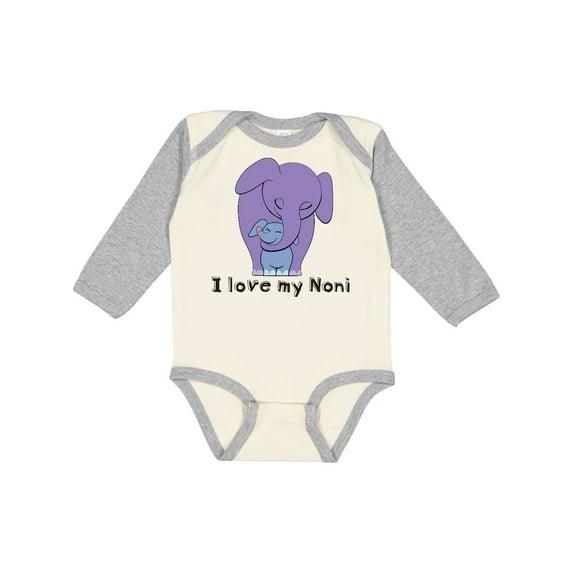 Inktastic I Love My Noni Elephant Purple Blue Boys Long Sleeve Baby Bodysuit