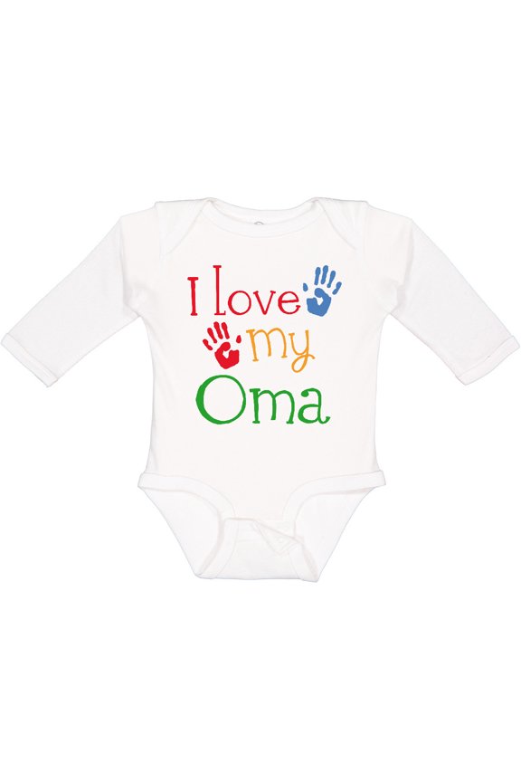 I Love My Oma Grandchild Boys or Girls Long Sleeve Baby Bodysuit