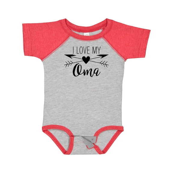 Inktastic I Love My Oma Heart and Arrows Boys or Girls Baby Bodysuit