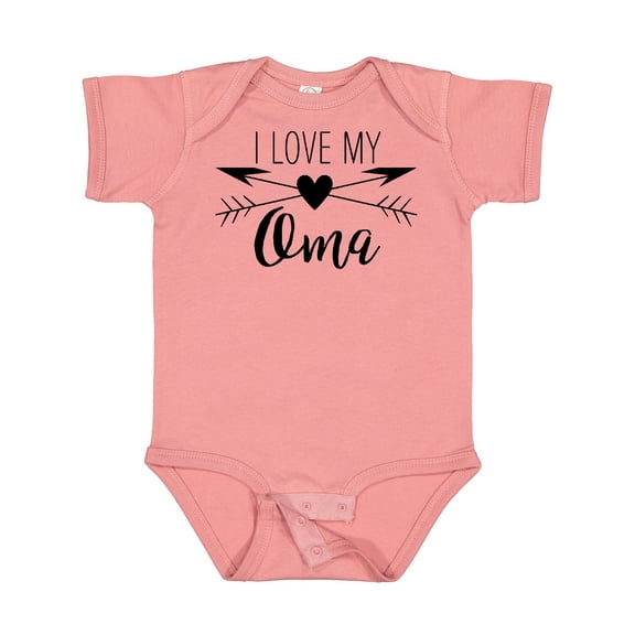 Inktastic I Love My Oma Heart and Arrows Boys or Girls Baby Bodysuit