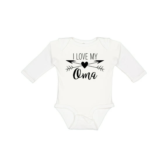 Inktastic I Love My Oma Heart and Arrows Boys or Girls Long Sleeve Baby Bodysuit