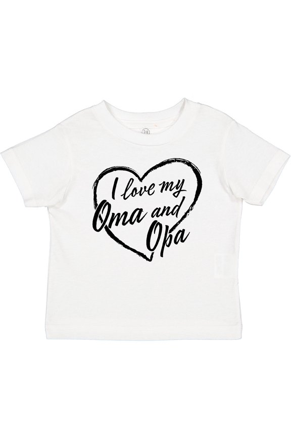 I Love My Oma and Opa in Black Chalk Heart Boys or Girls Baby T-Shirt