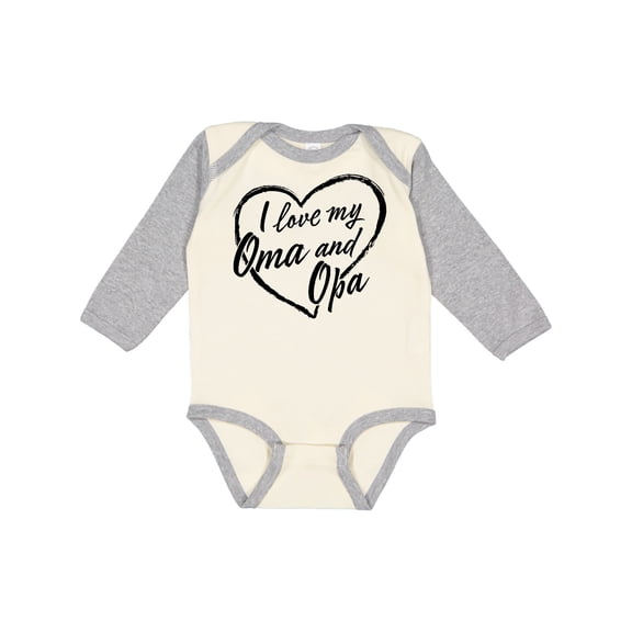 Inktastic I Love My Oma and Opa in Black Chalk Heart Boys or Girls Long Sleeve Baby Bodysuit
