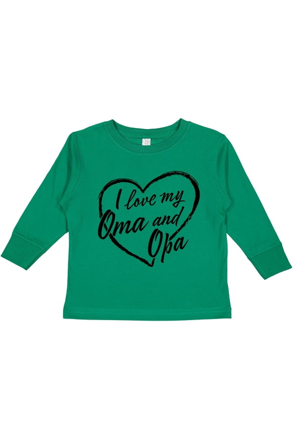 I Love My Oma and Opa in Black Chalk Heart Boys or Girls Long Sleeve Toddler T-Shirt
