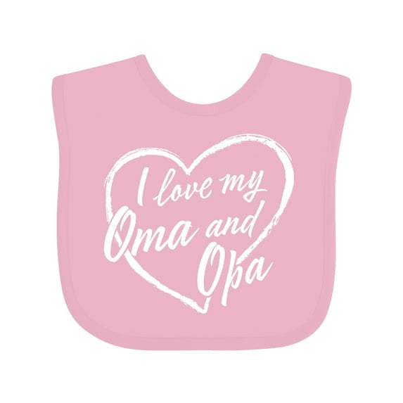 Inktastic I Love My Oma and Opa in White Chalk Heart Boys or Girls Baby Bib