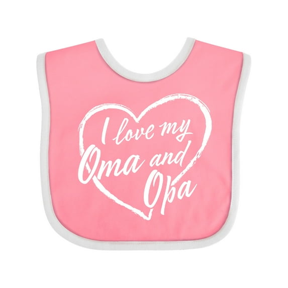 Inktastic I Love My Oma and Opa in White Chalk Heart Boys or Girls Baby Bib