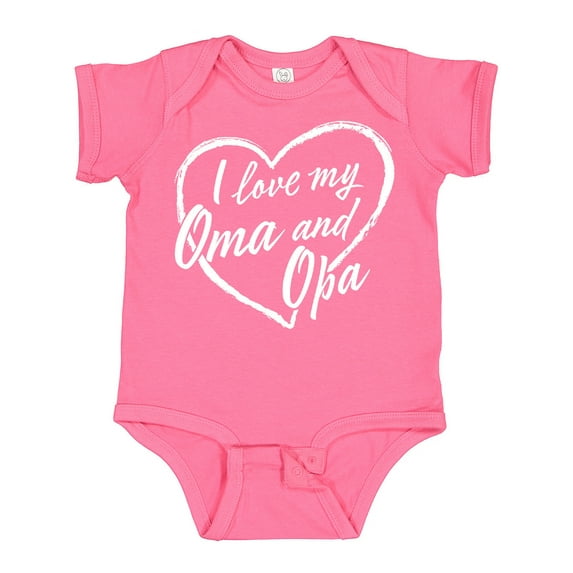 Inktastic I Love My Oma and Opa in White Chalk Heart Boys or Girls Baby Bodysuit