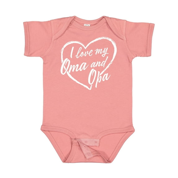Inktastic I Love My Oma and Opa in White Chalk Heart Boys or Girls Baby Bodysuit