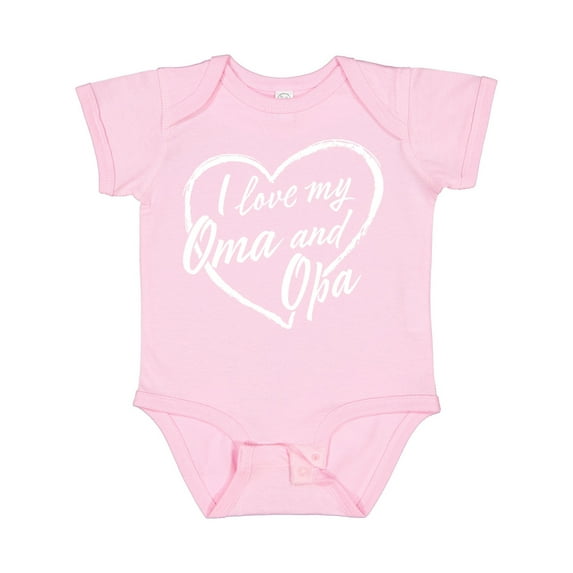 Inktastic I Love My Oma and Opa in White Chalk Heart Boys or Girls Baby Bodysuit