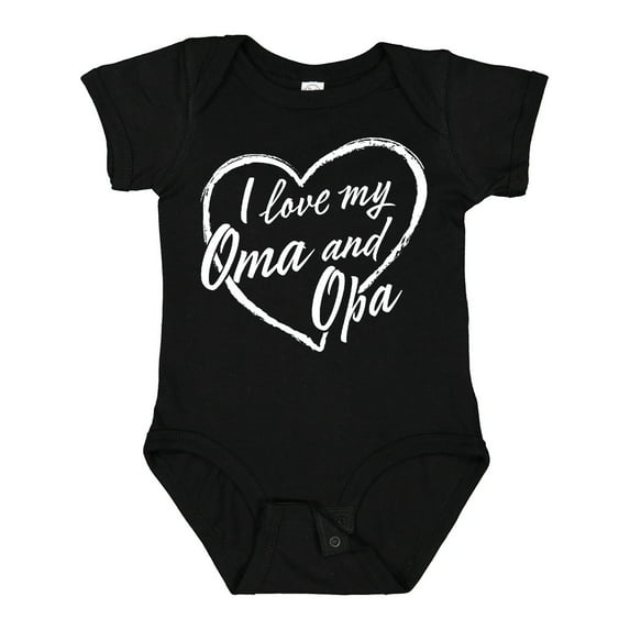 Inktastic I Love My Oma and Opa in White Chalk Heart Boys or Girls Baby Bodysuit