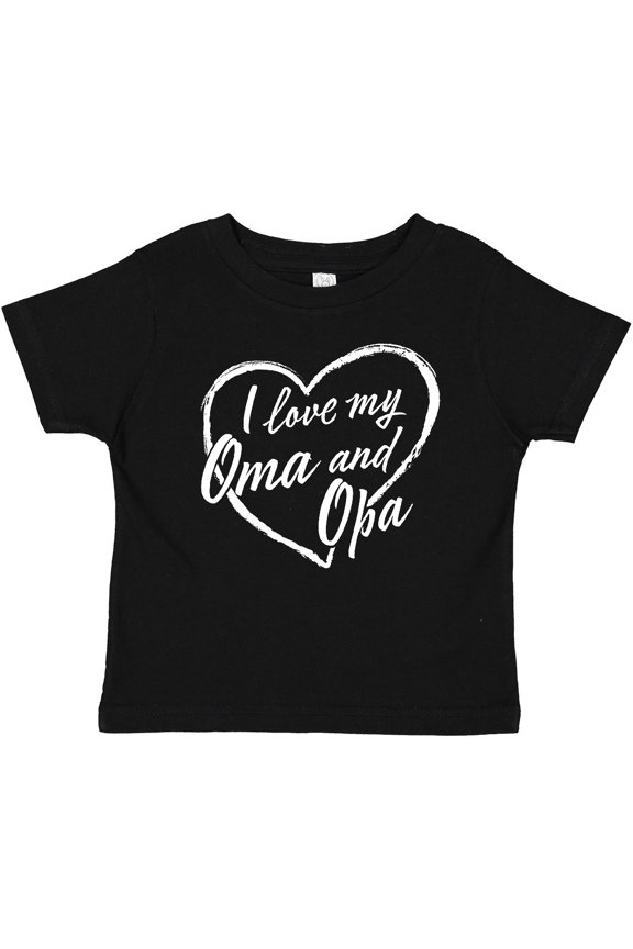 I Love My Oma and Opa in White Chalk Heart Boys or Girls Baby T-Shirt