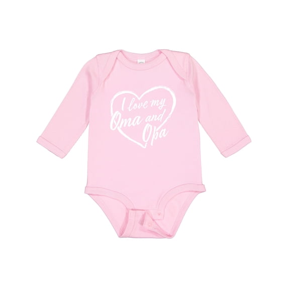 Inktastic I Love My Oma and Opa in White Chalk Heart Boys or Girls Long Sleeve Baby Bodysuit