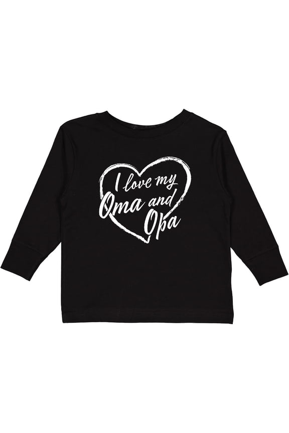 I Love My Oma and Opa in White Chalk Heart Boys or Girls Long Sleeve Toddler T-Shirt