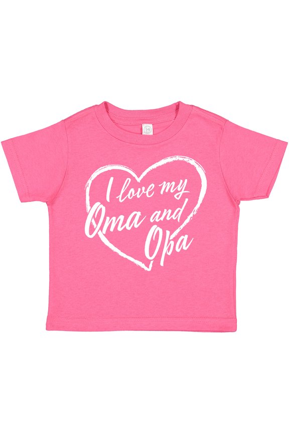 I Love My Oma and Opa in White Chalk Heart Boys or Girls Toddler T-Shirt