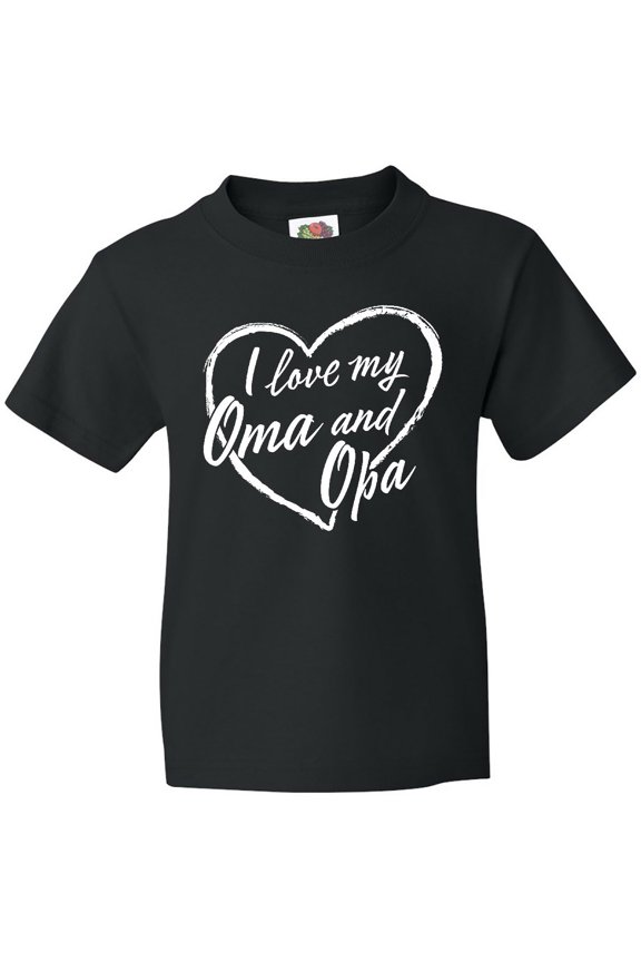 I Love My Oma and Opa in White Chalk Heart Youth T-Shirt