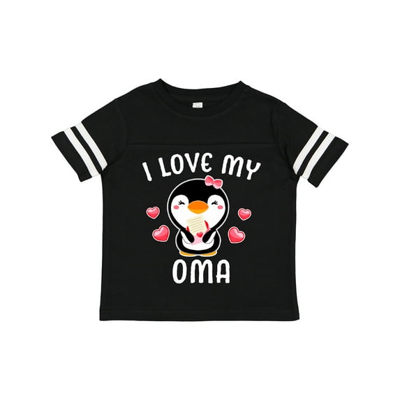 Inktastic I Love My Oma with Cute Penguin and Hearts Girls Toddler T-Shirt
