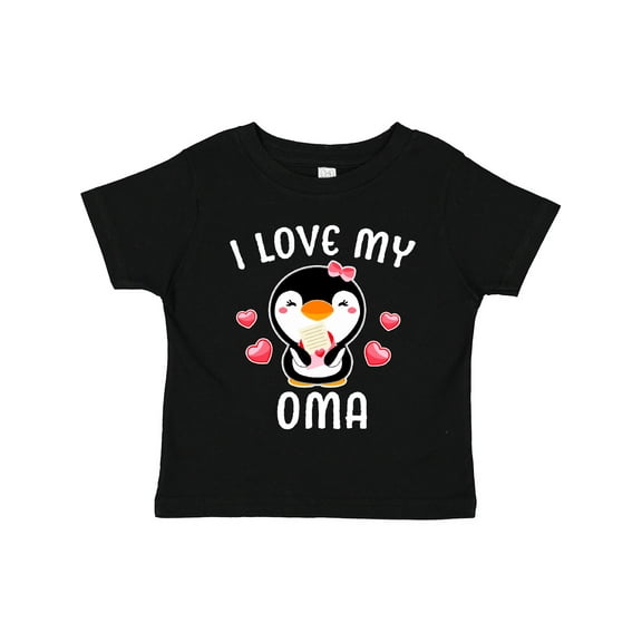 Inktastic I Love My Oma with Cute Penguin and Hearts Girls Toddler T-Shirt
