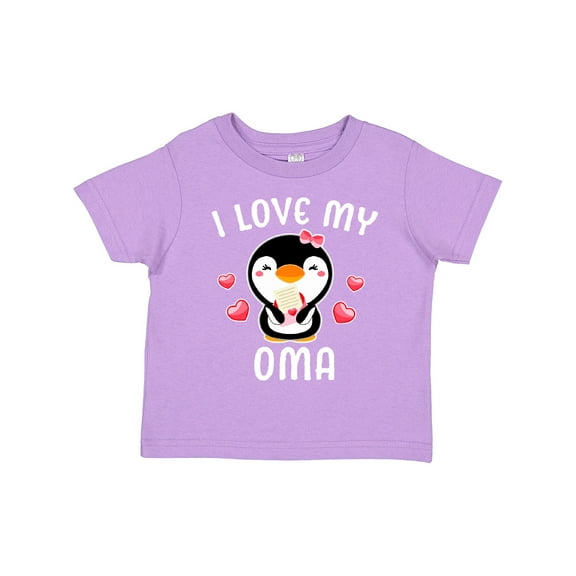 Inktastic I Love My Oma with Cute Penguin and Hearts Girls Toddler T-Shirt