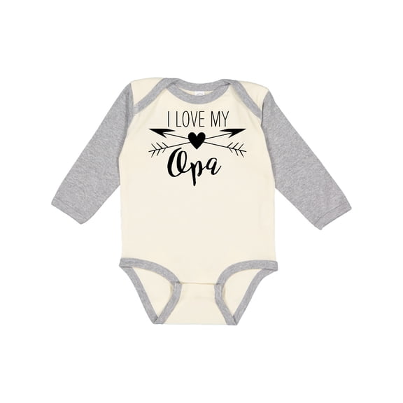 Inktastic I Love My Opa Heart and Arrows Boys or Girls Long Sleeve Baby Bodysuit