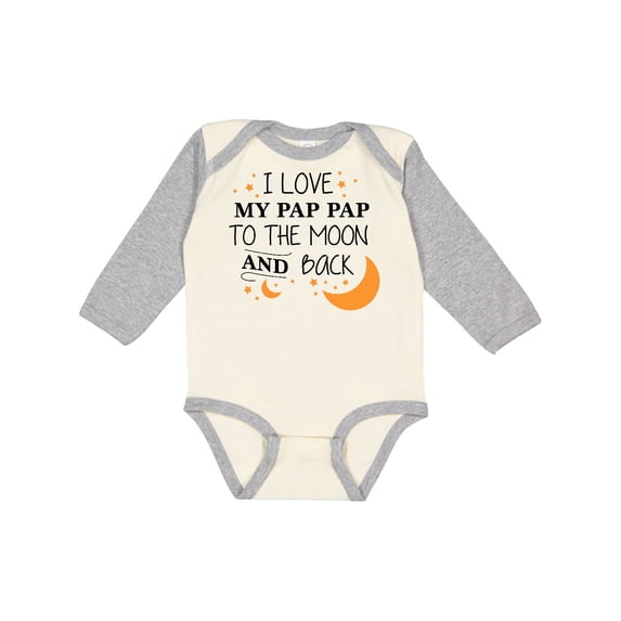 Inktastic I Love My Pap Pap to the Moon and Back Boys or Girls Long Sleeve Baby Bodysuit