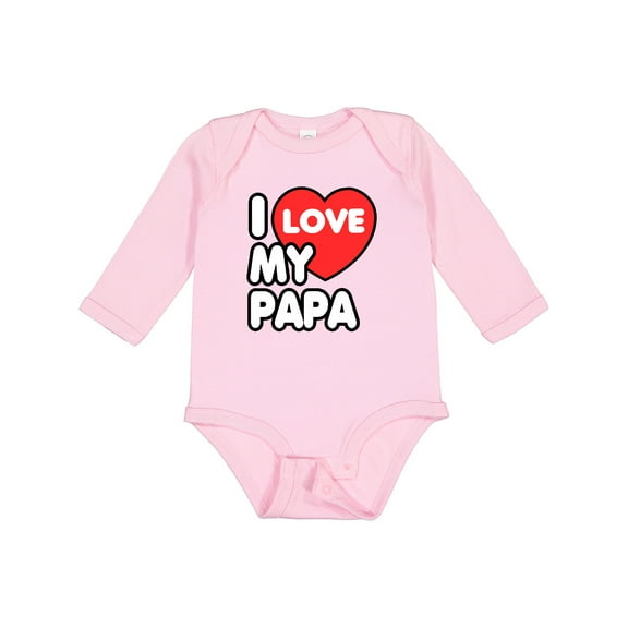 Inktastic I Love My Papa Boys or Girls Long Sleeve Baby Bodysuit