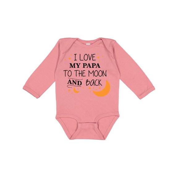 Inktastic I Love My Papa to the Moon and Back Boys or Girls Long Sleeve Baby Bodysuit